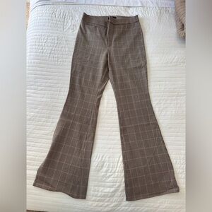Banana Republic Tan Checkered Flare Pants